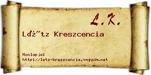 Létz Kreszcencia névjegykártya